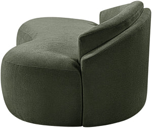 Meridian Furniture Caspian Curved Chenille Sofa with Sculptural Silhouette and Solid Wood Frame for Living Rooms Green 79 inches 44033Green-L