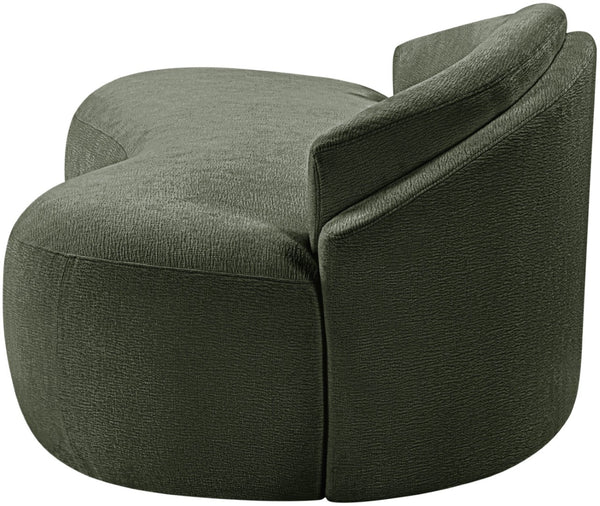 Meridian Furniture Caspian Curved Chenille Sofa with Sculptural Silhouette and Solid Wood Frame for Living Rooms Green 79 inches 44033Green-L