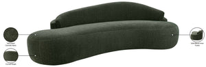 Meridian Furniture Caspian Curved Chenille Sofa with Sculptural Silhouette and Solid Wood Frame for Living Rooms Green 101 inches 44033Green-S