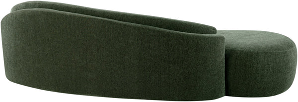 Meridian Furniture Caspian Curved Chenille Sofa with Sculptural Silhouette and Solid Wood Frame for Living Rooms Green 101 inches 44033Green-S