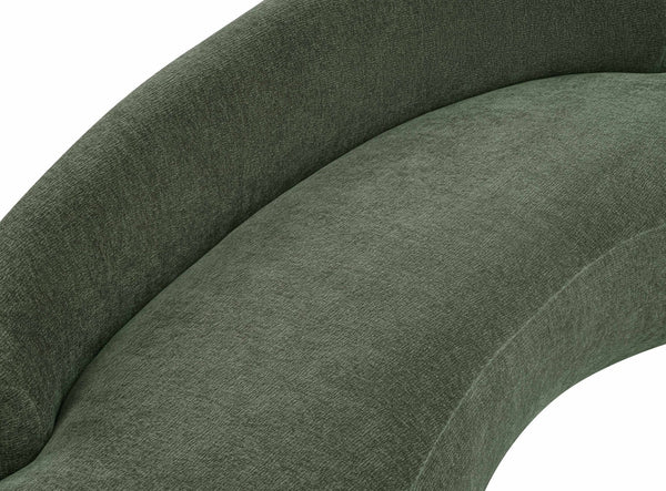 Meridian Furniture Caspian Curved Chenille Sofa with Sculptural Silhouette and Solid Wood Frame for Living Rooms Green 101 inches 44033Green-S