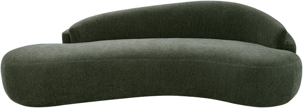 Meridian Furniture Caspian Curved Chenille Sofa with Sculptural Silhouette and Solid Wood Frame for Living Rooms Green 101 inches 44033Green-S