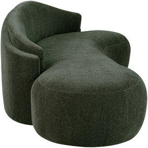 Meridian Furniture Caspian Curved Chenille Sofa with Sculptural Silhouette and Solid Wood Frame for Living Rooms Green 101 inches 44033Green-S