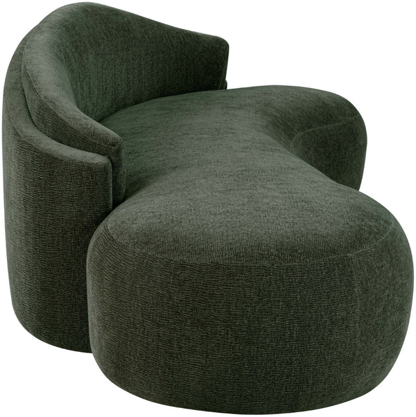 Meridian Furniture Caspian Curved Chenille Sofa with Sculptural Silhouette and Solid Wood Frame for Living Rooms Green 101 inches 44033Green-S