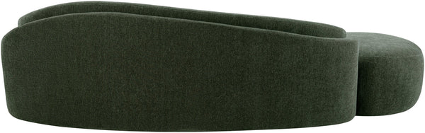 Meridian Furniture Caspian Curved Chenille Sofa with Sculptural Silhouette and Solid Wood Frame for Living Rooms Green 101 inches 44033Green-S