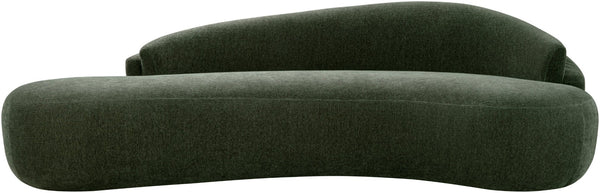 Meridian Furniture Caspian Curved Chenille Sofa with Sculptural Silhouette and Solid Wood Frame for Living Rooms Green 101 inches 44033Green-S