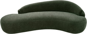 Meridian Furniture Caspian Curved Chenille Sofa with Sculptural Silhouette and Solid Wood Frame for Living Rooms Green 101 inches 44033Green-S