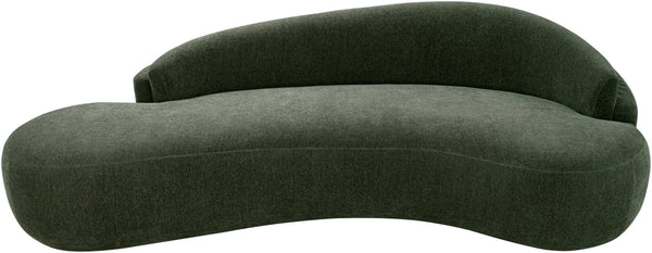 Meridian Furniture Caspian Curved Chenille Sofa with Sculptural Silhouette and Solid Wood Frame for Living Rooms Green 101 inches 44033Green-S