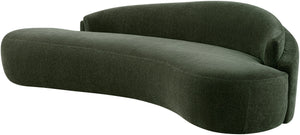 Meridian Furniture Caspian Curved Chenille Sofa with Sculptural Silhouette and Solid Wood Frame for Living Rooms Green 101 inches 44033Green-S
