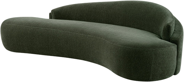 Meridian Furniture Caspian Curved Chenille Sofa with Sculptural Silhouette and Solid Wood Frame for Living Rooms Green 101 inches 44033Green-S