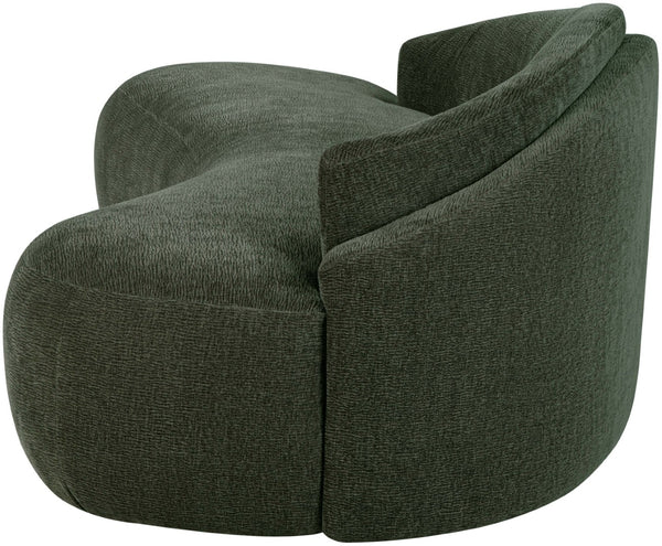Meridian Furniture Caspian Curved Chenille Sofa with Sculptural Silhouette and Solid Wood Frame for Living Rooms Green 101 inches 44033Green-S
