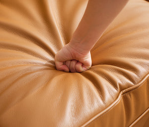 English Elm 94.5-Inch L-Shaped Genuine Leather Sectional Sofa With Right Chaise Lounge - Modern Tan Comfort W791S00021