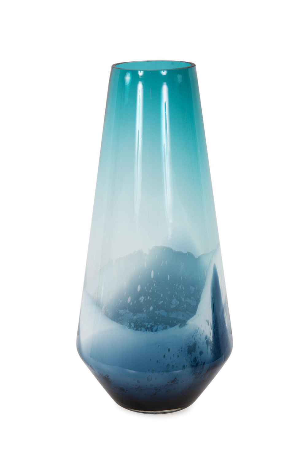Howard Elliott Breakers Vase - Stunning Handcrafted Art Glass Inspired By Ocean Waves In Teal And White Tones Blue Glass 44044-howard-elliott
