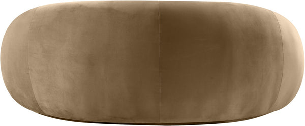 Meridian Furniture Emery Curved Velvet Sofa with Deep Cushioned Seating and Rounded Arms for Modern Living Rooms Beige 77 inches 44044Beige-L