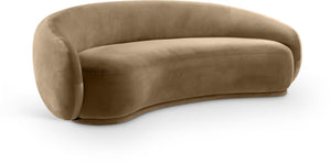 Meridian Furniture Emery Curved Velvet Sofa with Deep Cushioned Seating and Rounded Arms for Modern Living Rooms Beige 95 inches 44044Beige-S