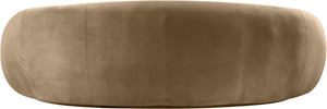 Meridian Furniture Emery Curved Velvet Sofa with Deep Cushioned Seating and Rounded Arms for Modern Living Rooms Beige 95 inches 44044Beige-S