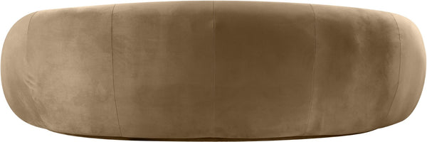 Meridian Furniture Emery Curved Velvet Sofa with Deep Cushioned Seating and Rounded Arms for Modern Living Rooms Beige 95 inches 44044Beige-S