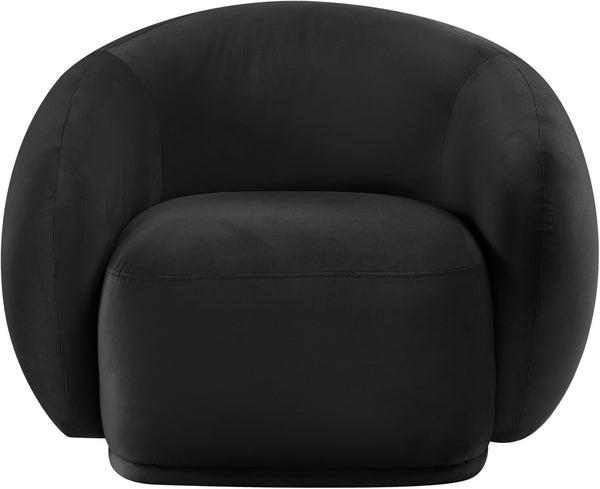 Meridian Furniture Emery Plush Velvet Accent Chair with Curved Eucalyptus Frame for Modern Living Room Comfort Black 44044Black-C