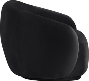 Meridian Furniture Emery Plush Velvet Accent Chair with Curved Eucalyptus Frame for Modern Living Room Comfort Black 44044Black-C