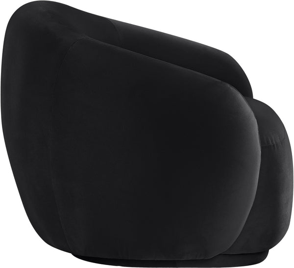 Meridian Furniture Emery Plush Velvet Accent Chair with Curved Eucalyptus Frame for Modern Living Room Comfort Black 44044Black-C