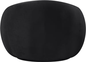 Meridian Furniture Emery Plush Velvet Accent Chair with Curved Eucalyptus Frame for Modern Living Room Comfort Black 44044Black-C