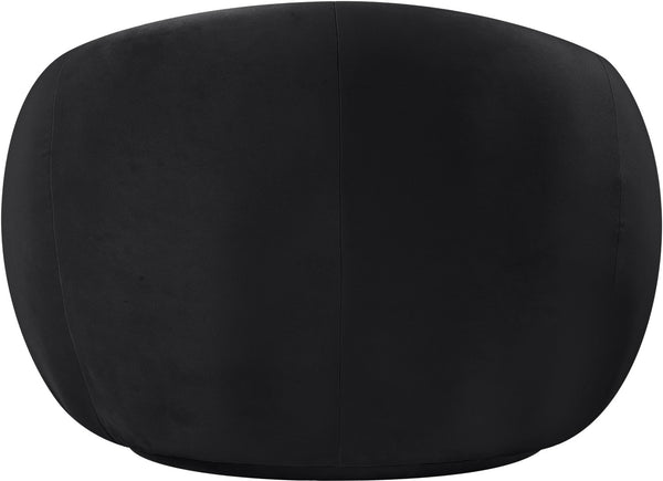 Meridian Furniture Emery Plush Velvet Accent Chair with Curved Eucalyptus Frame for Modern Living Room Comfort Black 44044Black-C