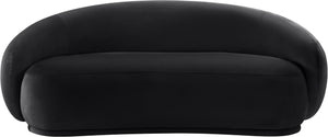 Meridian Furniture Emery Curved Velvet Sofa with Deep Cushioned Seating and Rounded Arms for Modern Living Rooms Black 77 inches 44044Black-L
