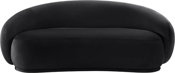 Meridian Furniture Emery Curved Velvet Sofa with Deep Cushioned Seating and Rounded Arms for Modern Living Rooms Black 77 inches 44044Black-L
