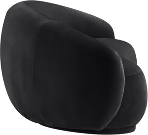 Meridian Furniture Emery Curved Velvet Sofa with Deep Cushioned Seating and Rounded Arms for Modern Living Rooms Black 77 inches 44044Black-L