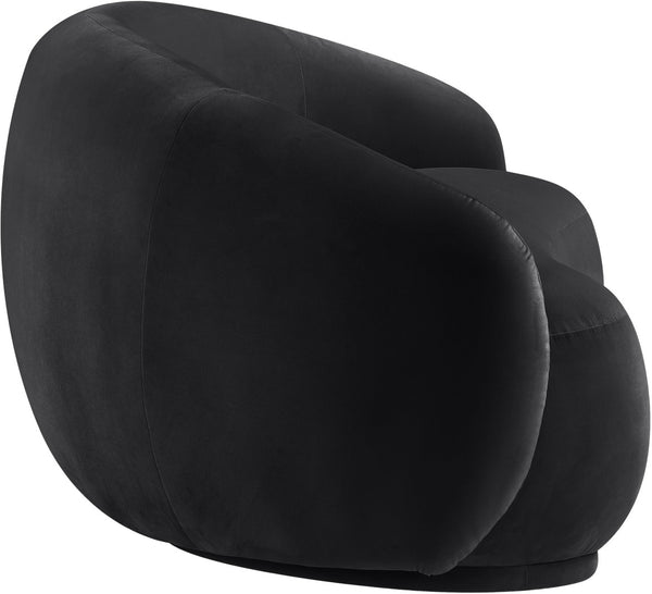 Meridian Furniture Emery Curved Velvet Sofa with Deep Cushioned Seating and Rounded Arms for Modern Living Rooms Black 77 inches 44044Black-L