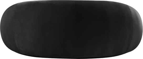 Meridian Furniture Emery Curved Velvet Sofa with Deep Cushioned Seating and Rounded Arms for Modern Living Rooms Black 77 inches 44044Black-L