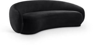 Meridian Furniture Emery Curved Velvet Sofa with Deep Cushioned Seating and Rounded Arms for Modern Living Rooms Black 95 inches 44044Black-S