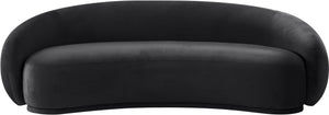 Meridian Furniture Emery Curved Velvet Sofa with Deep Cushioned Seating and Rounded Arms for Modern Living Rooms Black 95 inches 44044Black-S