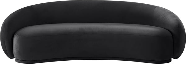 Meridian Furniture Emery Curved Velvet Sofa with Deep Cushioned Seating and Rounded Arms for Modern Living Rooms Black 95 inches 44044Black-S