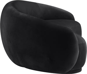 Meridian Furniture Emery Curved Velvet Sofa with Deep Cushioned Seating and Rounded Arms for Modern Living Rooms Black 95 inches 44044Black-S