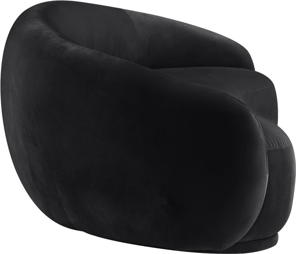 Meridian Furniture Emery Curved Velvet Sofa with Deep Cushioned Seating and Rounded Arms for Modern Living Rooms Black 95 inches 44044Black-S
