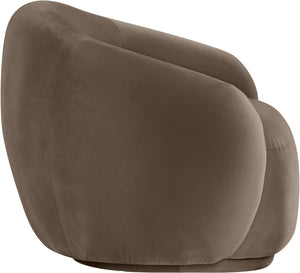Meridian Furniture Emery Plush Velvet Accent Chair with Curved Eucalyptus Frame for Modern Living Room Comfort Brown 44044Brown-C