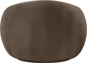 Meridian Furniture Emery Plush Velvet Accent Chair with Curved Eucalyptus Frame for Modern Living Room Comfort Brown 44044Brown-C