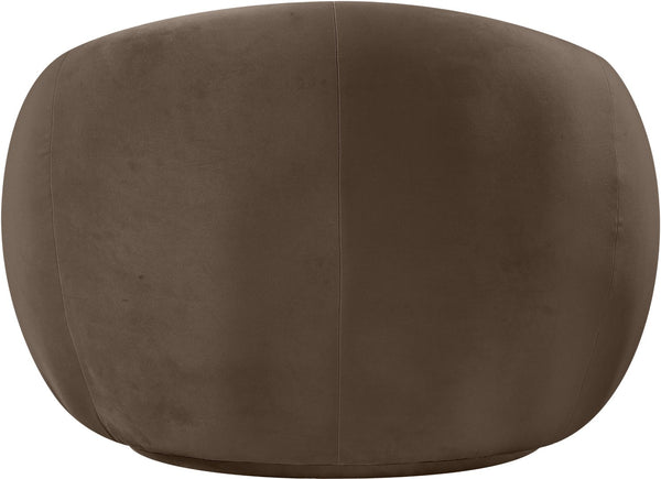 Meridian Furniture Emery Plush Velvet Accent Chair with Curved Eucalyptus Frame for Modern Living Room Comfort Brown 44044Brown-C