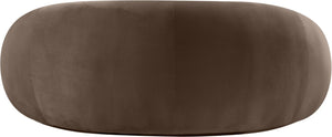Meridian Furniture Emery Curved Velvet Sofa with Deep Cushioned Seating and Rounded Arms for Modern Living Rooms Brown 77 inches 44044Brown-L