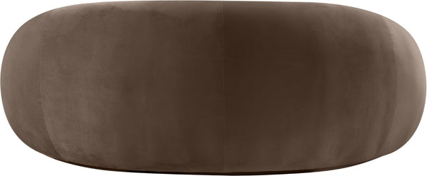 Meridian Furniture Emery Curved Velvet Sofa with Deep Cushioned Seating and Rounded Arms for Modern Living Rooms Brown 77 inches 44044Brown-L