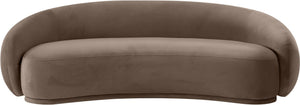 Meridian Furniture Emery Curved Velvet Sofa with Deep Cushioned Seating and Rounded Arms for Modern Living Rooms Brown 95 inches 44044Brown-S