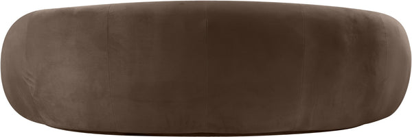 Meridian Furniture Emery Curved Velvet Sofa with Deep Cushioned Seating and Rounded Arms for Modern Living Rooms Brown 95 inches 44044Brown-S