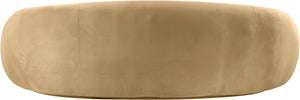 Meridian Furniture Emery Curved Velvet Sofa with Deep Cushioned Seating and Rounded Arms for Modern Living Rooms Camel 95 inches 44044Camel-S