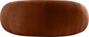 Meridian Furniture Emery Curved Velvet Sofa with Deep Cushioned Seating and Rounded Arms for Modern Living Rooms Cognac 77 inches 44044Cognac-L
