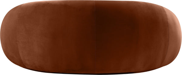 Meridian Furniture Emery Curved Velvet Sofa with Deep Cushioned Seating and Rounded Arms for Modern Living Rooms Cognac 77 inches 44044Cognac-L