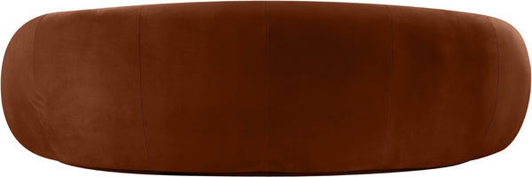 Meridian Furniture Emery Curved Velvet Sofa with Deep Cushioned Seating and Rounded Arms for Modern Living Rooms Cognac 95 inches 44044Cognac-S