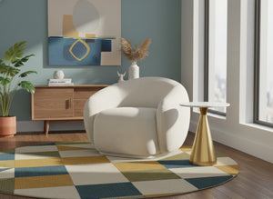 Meridian Furniture Emery Plush Velvet Accent Chair with Curved Eucalyptus Frame for Modern Living Room Comfort Cream 44044Cream-C
