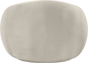 Meridian Furniture Emery Plush Velvet Accent Chair with Curved Eucalyptus Frame for Modern Living Room Comfort Cream 44044Cream-C