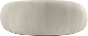 Meridian Furniture Emery Curved Velvet Sofa with Deep Cushioned Seating and Rounded Arms for Modern Living Rooms Cream 77 inches 44044Cream-L